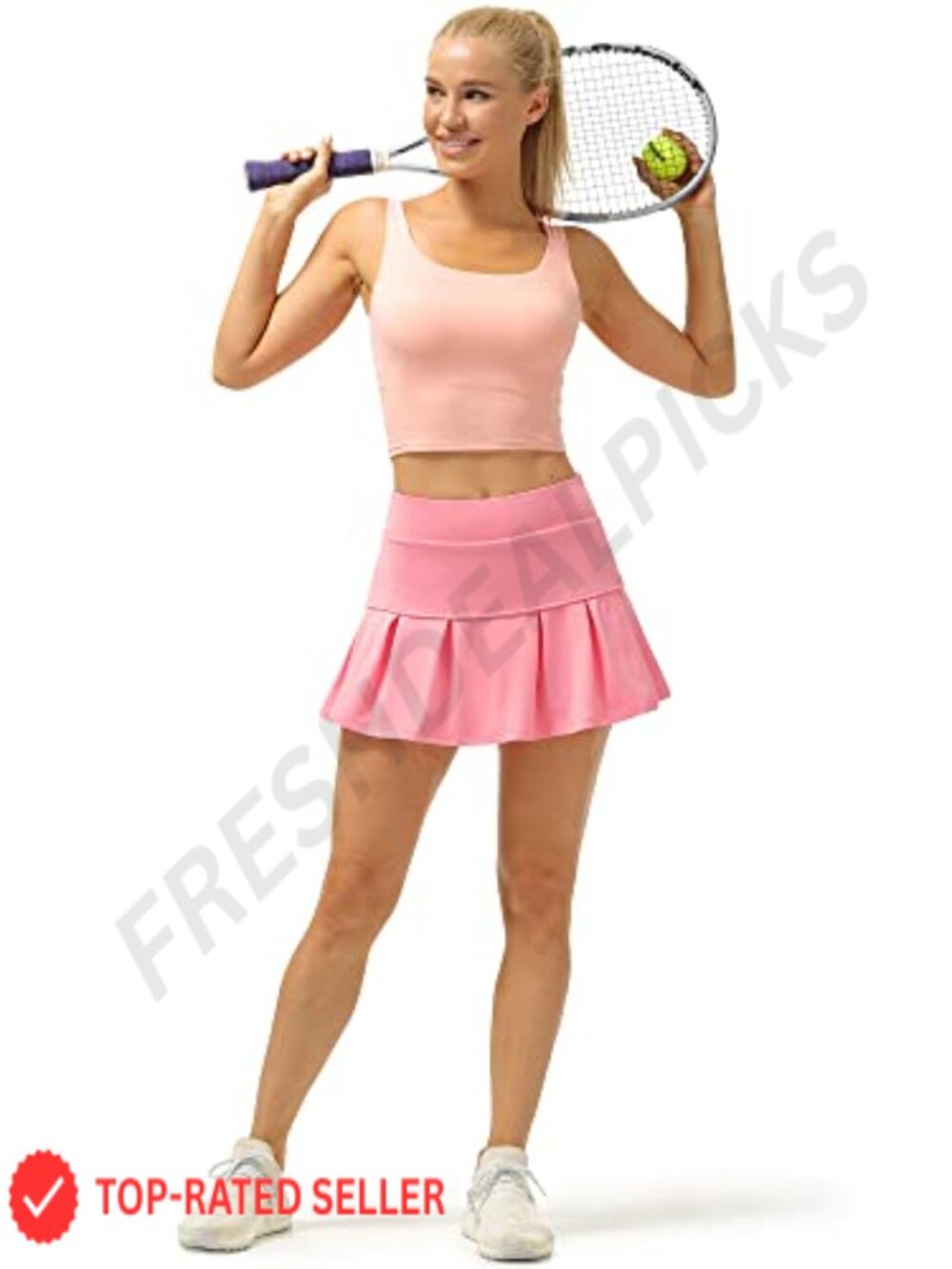 Pleated Tennis Skirt with Pockets & Shorts, Athletic Golf Skort - Picture 3 of 5